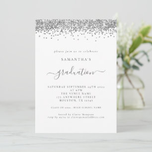 Modern Silver Glitter 2024 Graduation Invitation