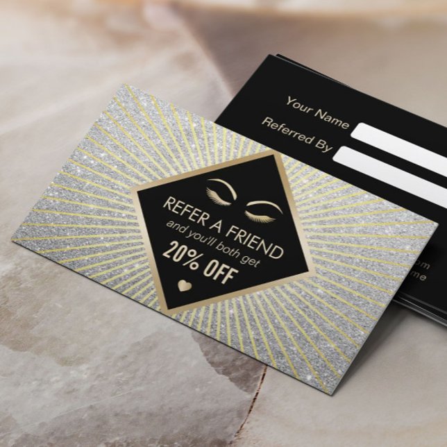 Modern Silver Glitter Beauty Salon SPA Referral Card (Creator Uploaded)