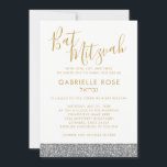 Modern Silver Glitter Gold Bat Mitzvah Invitation<br><div class="desc">Silver glitter and gold Bat Mitzvah invitation with space for a Hebrew Name is modern, minimal, simple and trendy and elegant for the sophisticated young lady. • • • • • Click CUSTOMIZE FURTHER to change fonts, text and background colours or edit design as you like for a fully personalised invitation. • • • • • •  See the Paper...</div>
