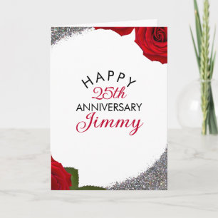 Modern Silver Glitter Husband 25th Anniversary Card