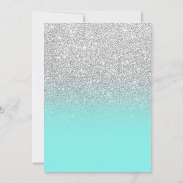Modern silver glitter ombre teal ocean (Back)