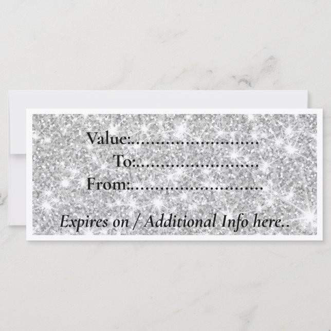 Modern Silver Glitter Salon Gift Note Card (Back)