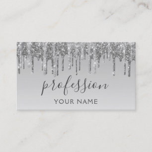 Modern Silver Glitter Sparkle Hair Makeup Business Card