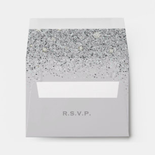 Modern Silver Glitter Wedding, Response Envelope