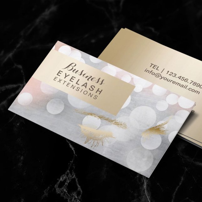 Modern Silver & Gold Eyelash Extensions Business Card (Creator Uploaded)