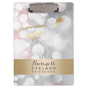 Modern Silver & Gold Eyelash Extensions Clipboard