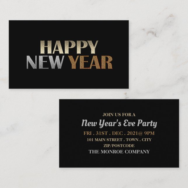 Modern Silver & Gold, New Year's Eve Party Ticket Enclosure Card (Front/Back)