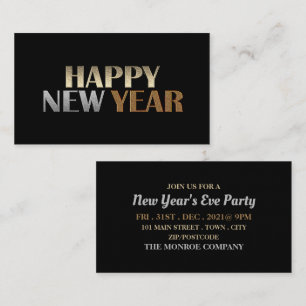 Modern Silver & Gold, New Year's Eve Party Ticket Enclosure Card