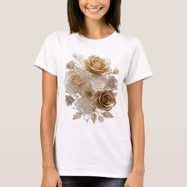 Modern Silver GOLDEN ROSES Shirt Design (Front)