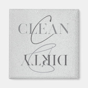 Modern Silver Grey Clean Dirty Kitchen Dishwasher Magnet