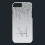 Modern Silver Grey Glitter Drips Sparkle Monogram iPhone 8/7 Case<br><div class="desc">Modern Glam Silver Grey Dripping Glitter Drips Sparkle Elegant Stylish Feminine Monogram Script Phone Case</div>