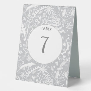 Modern Silver Grey Graphic Floral Botanical