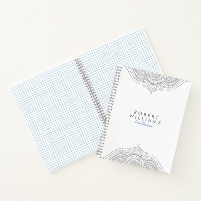 Modern Silver-Grey  Mandala Notebook (Inside)