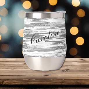 Modern Silver Grey Paint Brush Strokes 