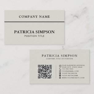 Modern Silver Grey QR Code Professional Minimalist Business Card