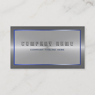 Modern Silver Grey Stainless Steel Blue Accent Business Card