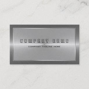 Modern Silver Grey Stainless Steel Look Business Card