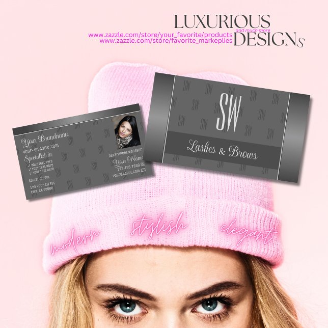 Modern Silver Grey Stylish with Logo and Photo Business Card (Creator Uploaded)