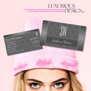 Modern Silver Grey Stylish with Monogram and Photo Business Card