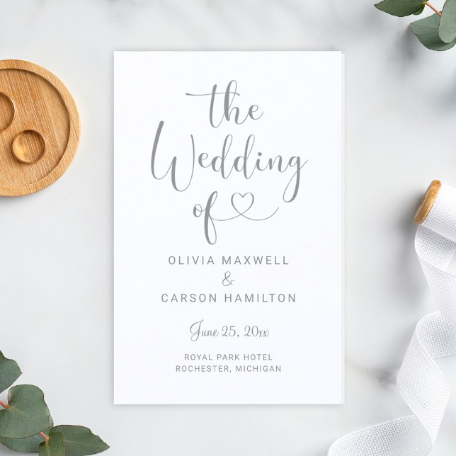 Modern Silver Heart Script Wedding Programs (Creator Uploaded)