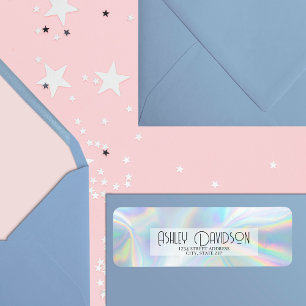 Modern Silver Holographic Return Address label