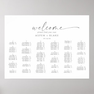 Modern Silver Horizontal Alphabetical Seating Poster