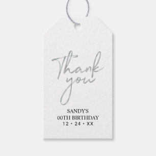 Modern Silver Lettering Party Favour Thank you Gift Tags
