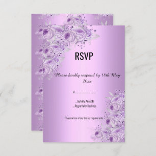 Modern Silver Lilac Purple floral ELEGANT RSVP Invitation