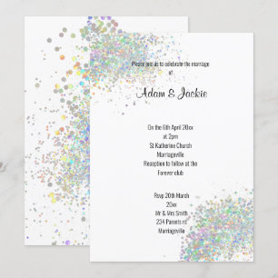 Modern Silver Lilac Purple floral ELEGANT WEDDING Invitation