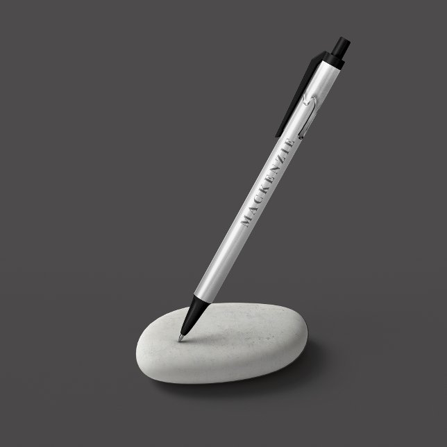 Modern Silver Liquid Chrome Drips Metal Monogram Black Ink Pen (Modern Silver Liquid Chrome Drips Metal Monogram Black Ink Pen)