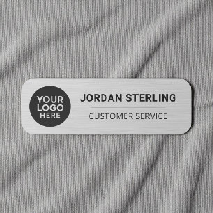 Modern Silver Logo Company Corporate Professional Name Tag
