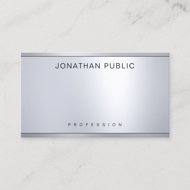Modern Silver Look Elegant Template Glamourous Business Card (Front)