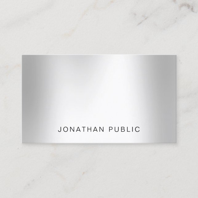 Modern Silver Look Professional Elegant Trendy Business Card (Front)