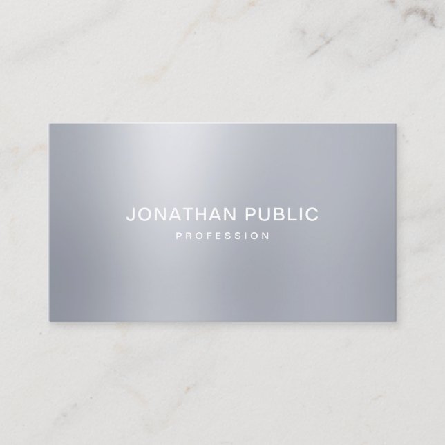 Modern Silver Look Template Professional Elegant Business Card (Front)