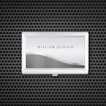 Modern Silver Metallic Business Card Holder<br><div class="desc">A sleek business card holder in silver with a graphic metallic texture to use for any business or profession.</div>