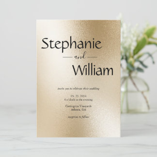 Modern Silver Metallic Simple Wedding Invitation