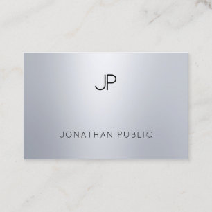 Modern Silver Monogram Elegant Professional Plain Business Card