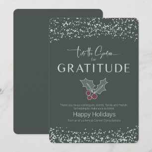 Modern Silver Muted Spruce Green  Business Holiday Invitation