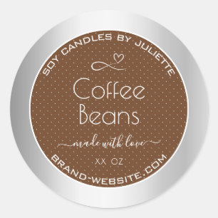 Modern Silver Packaging Labels Brown Coffee Beans