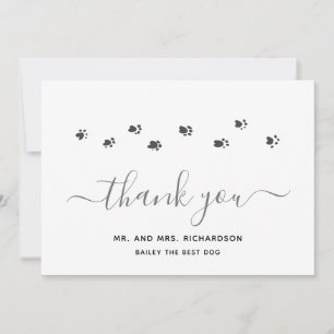 Modern Silver Personalised Pet Wedding Thank You Card