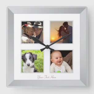 Modern Silver Photo Frame Wall Clock