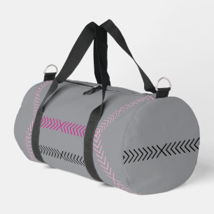 Modern Silver Pink Sripe Travel Duffle Bag