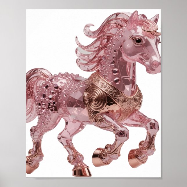Modern Silver PINK UNICORN Bold Design Poster (Front)