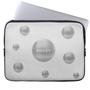 Modern Silver Polka Dots Laptop Sleeve