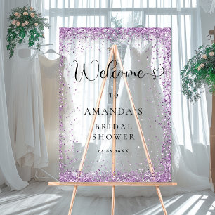 Modern, Silver, Purple Welcome Acrylic Sign
