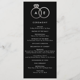 Modern Silver Rings Custom Wedding Program Programme