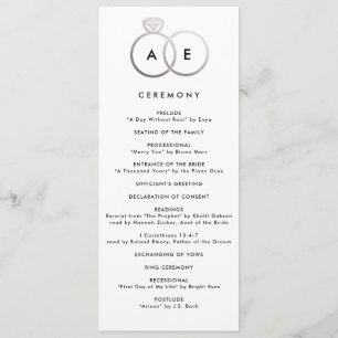 Modern Silver Rings Custom Wedding Program Programme