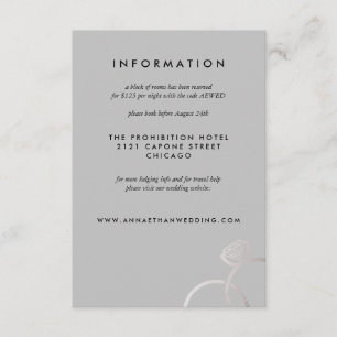 Modern Silver Rings Grey Wedding Information Card