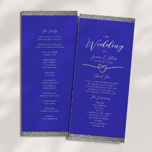 Modern Silver Royal Blue Wedding Program