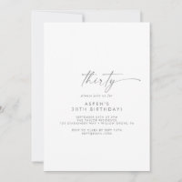 Modern Silver Script 30th Birthday Party